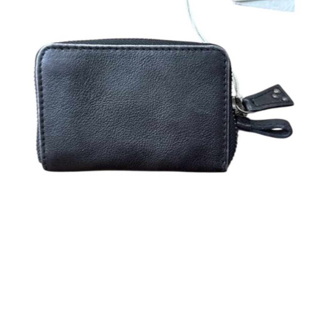 WE THE FREE Lock Wallet Leather Black Grey Colorblock Zip Around Womens Wallet - Picture 3 of 7